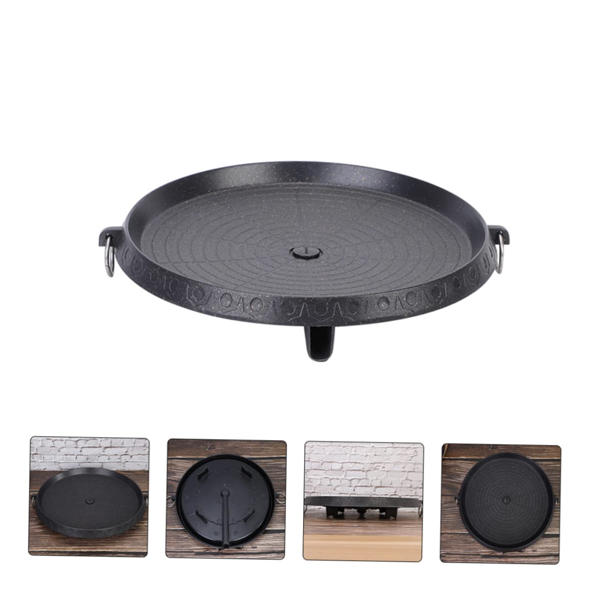 Rotonda Piastra Ferro in Antiaderente per Barbecue da Giardino