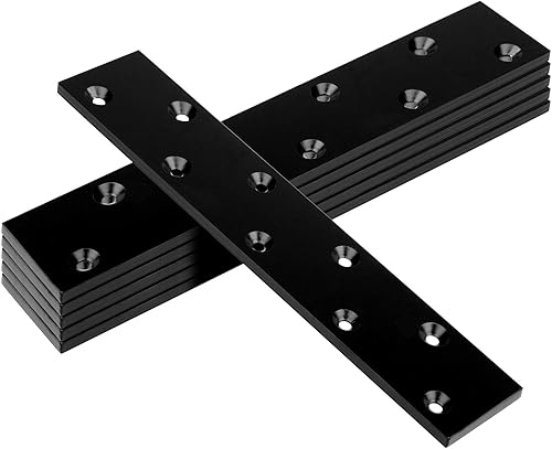 Miniatura 1 de 6 placas rectas planas de 9 pulgadas, conector de soporte de fijación de reparación de acero, 0.14 pulgadas de grosor, 1-58 x 9 pulgadas, agujeros