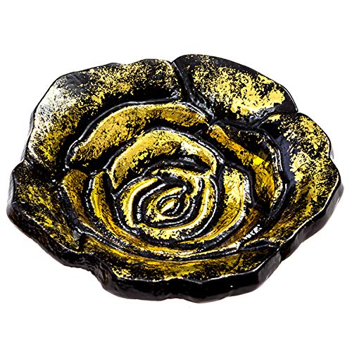 Black and Gold Rose Incense Burner Dish for Meditation, Yoga, Aromatherapy, Home Fragrance