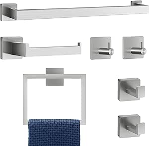Amazon.com: 7 Piece Bathroom Hardware Set Brushed Nickel Bathroom ...