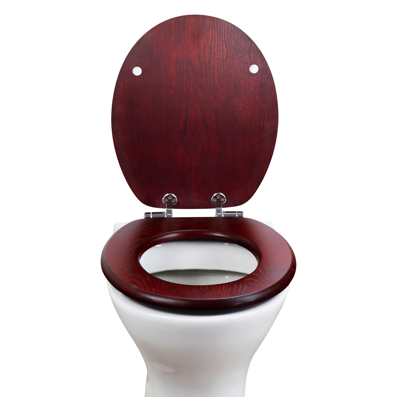 Fanmitrk Natural Solid Wood Toilet Seat-Plywood Wooden Toilet Seat,Soft Close with Metal Hinges,Easy to Clean (plywood2504) - Image 4