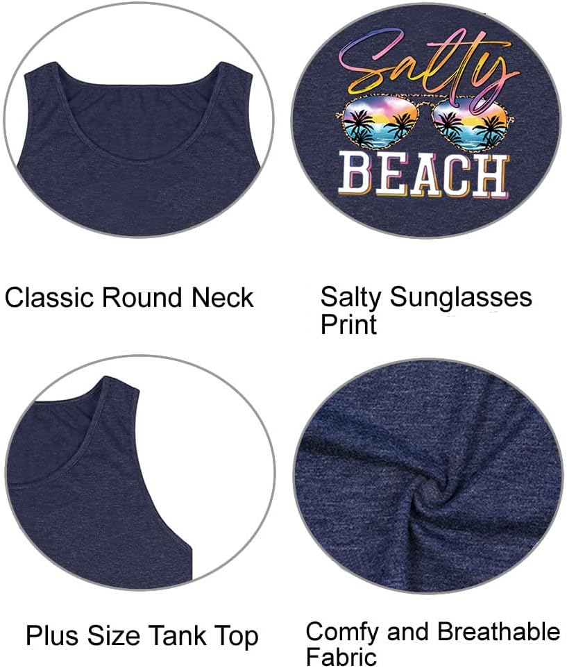 Women's Plus Size Summer Pineapple Sunglasses Tank Tops Hawaiian Graphic Printed Tees Sleeveless Vacation T Shirt Blouse Top - Image 4