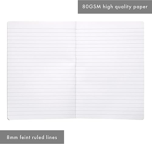 Miniatura 5 de Pukka Pad Glee - Diarios A5  Paquete de 3 cuadernos con 192 páginas, 96 hojas de papel rayado de 80 GSM y cierre elástico para la escuela, la