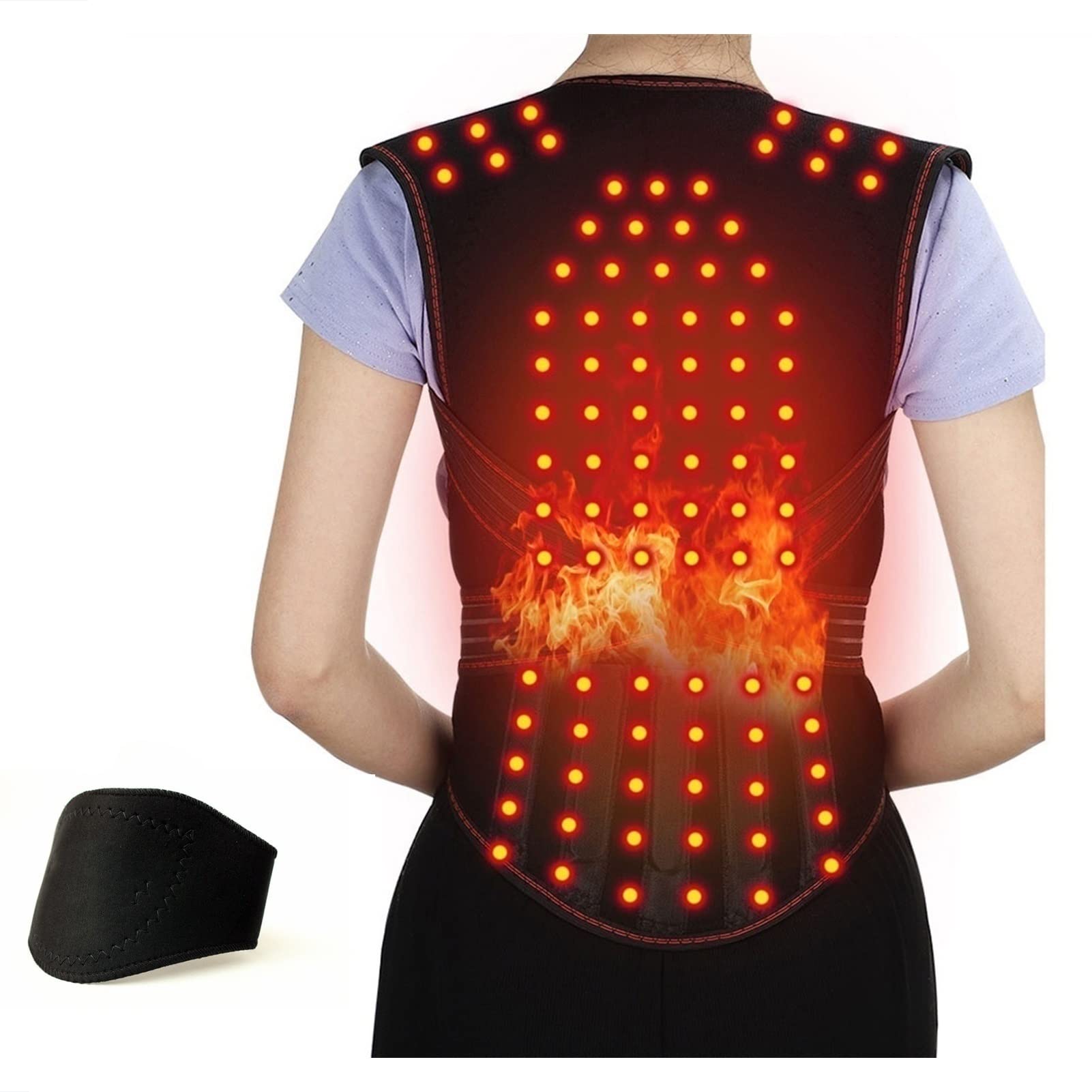 XMSM Lumbar Decompression Belt For Men& Woman Self-Heating Full Back Support Belt 108pcs Magnets Waist Back Brace Vest Spine Shoulder Neck Posture