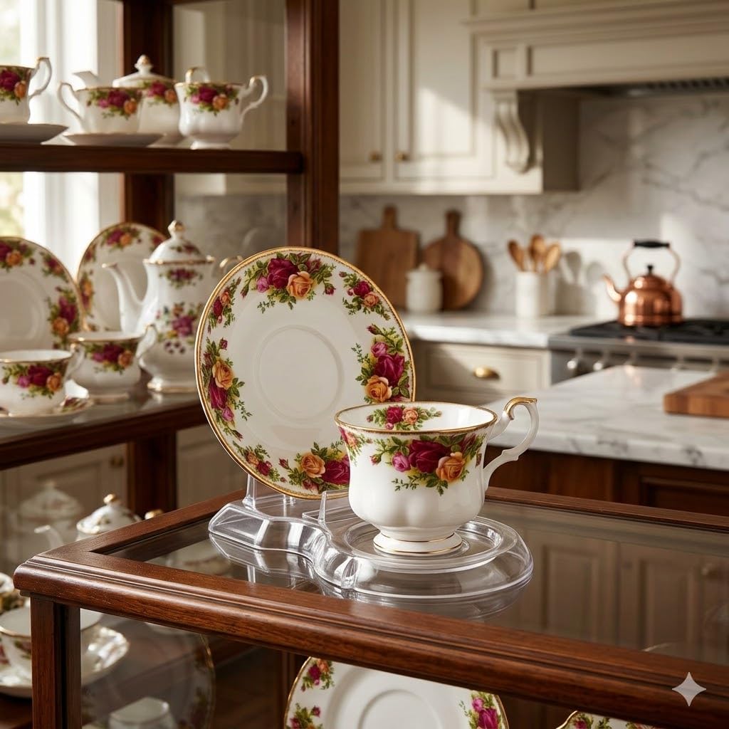 HOHIYA Lot de 12 présentoirs pour tasses à thé et soucoupes Transparent
