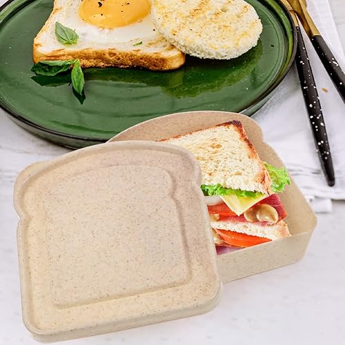 Miniatura 4 de Luxshiny Recipientes para alimentos, 3 recipientes para tostadas, recipientes para sándwich, soporte en forma de tostada, estuche de almacenamiento