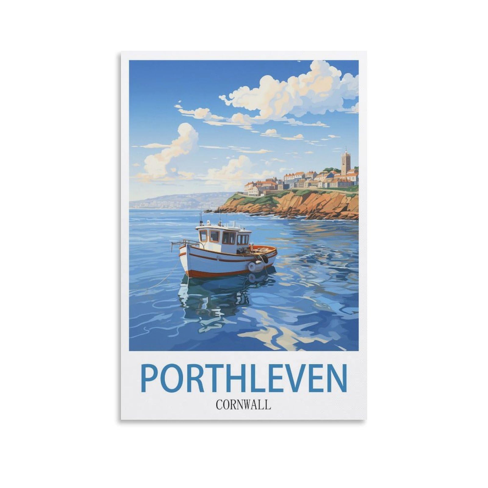 EZMLFA DIY Diamond Painting,Porthleven Cornwall 5D Landscape Diamond Painting Kits for Adult, Gem Art Crystal Art Kits for Adults, for Home Wall 50x60cm