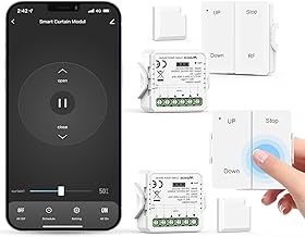 Maxcio Smart Roller Shutter Switch Module with RF Remote Control, Wifi Rolling Shutter Control Relay Module with Percentage Function, Compatible with Alexa, Google Home, 2 Packs