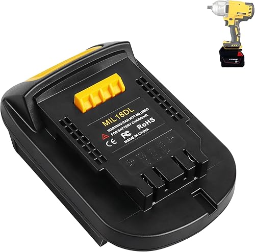 Convertidor adaptador de batería MIL18DL para batería Milwaukee a Dewalt, para baterías de litio Milwaukee ML18 de 18 V convertido a baterías de