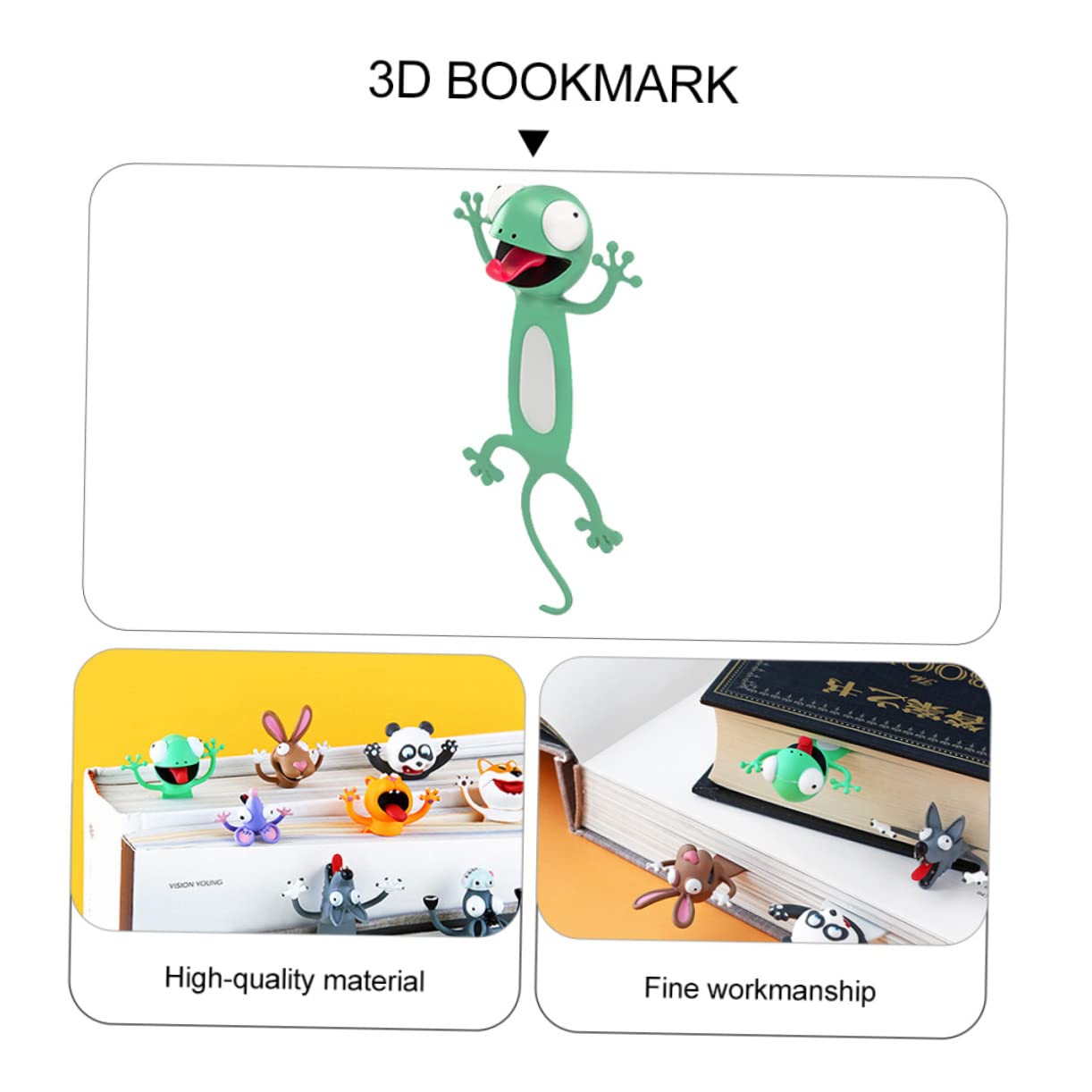 MAGICLULU 3 Pezzi Segnalibro Geco Divertente in Materiale Pvc A Forma 3d Per Ragazzi E Ragazze Lettura E Di Compleanno