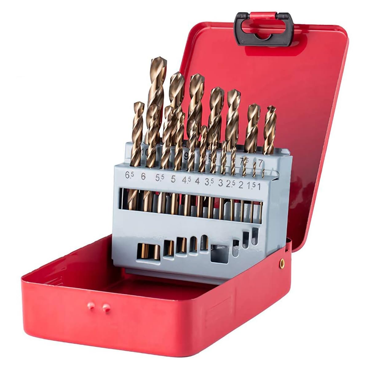 VIDOO 13/19/25 PZS HSS 1-13mm M35 Juego de Brocas Cobalto Helicoidales para Metal Acero-19Piezas