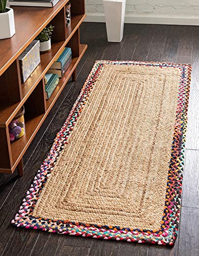 HandloomBazzar Handmade Hand Woven Braided Jute Natural Fibers Rug Bohemian