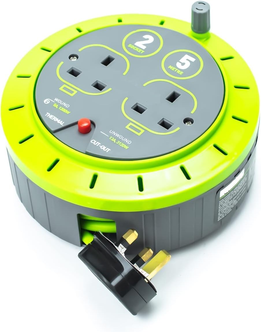 Flat Plug Extension Cords Extension Lead Reel 1/2/4 Way Multi Plug 2M ...