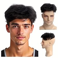 Vista 22 de H&Bwig Extensiones de cabello corto para hombre, extensiones de cabello marrón con pinzas para cubrir el cabello de pérdida blanca