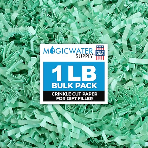 MagicWater Supply Crinkle Cut Paper Shred Filler-1LB Mint Green-Decorative & Protective Packaging for Bridesmaid Gifts & Bridesmaid Proposal Gifts Holiday Stuffers Birthdays Wedding & Anniversaries