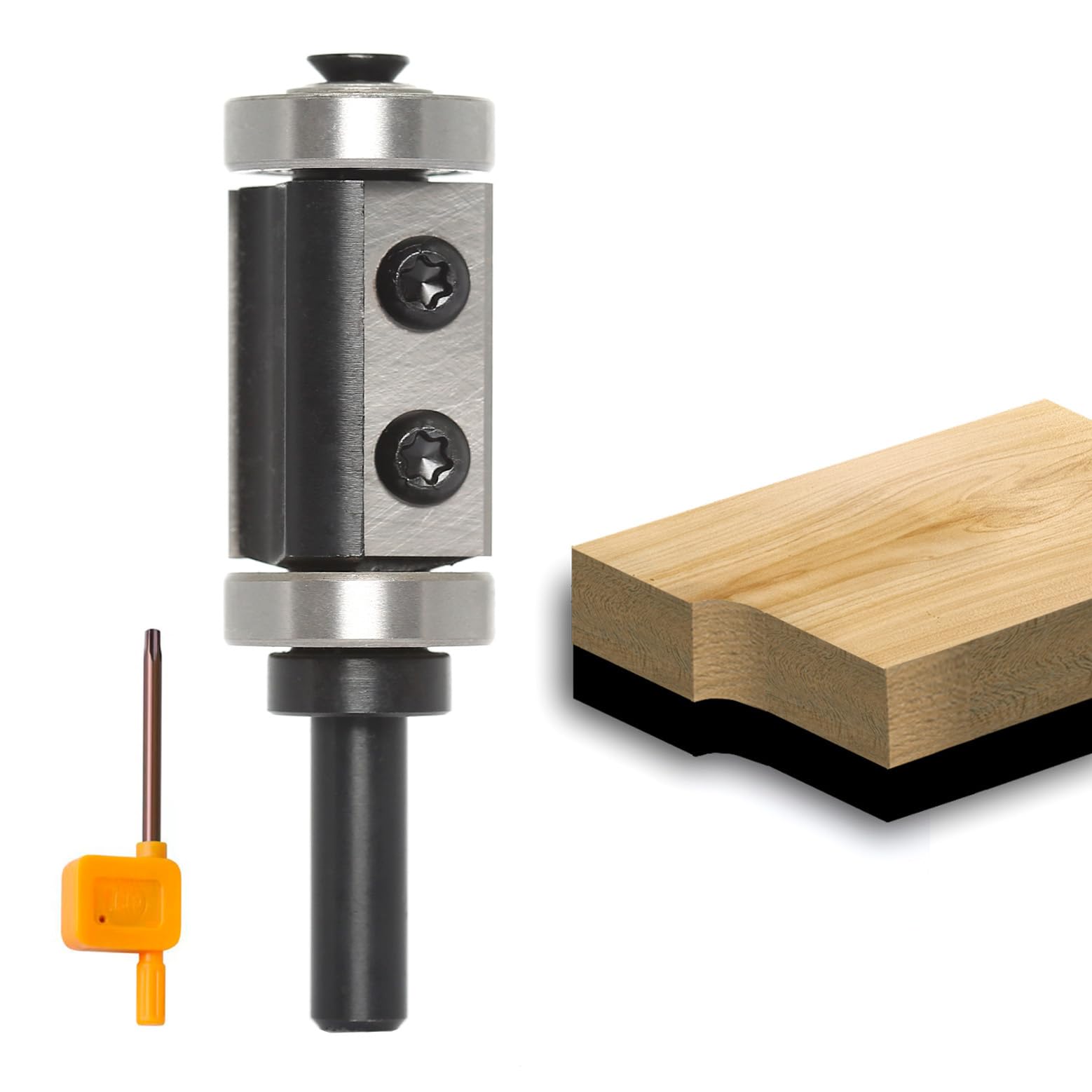 Wendeplatten Bündigfräser,8mm Schaft Bündiger Fräser Schnittlänge 30mm,mit Austauschbare Hartmetall(HW),mit Kugellager am Schaft&Oben,for Holzbearbeitung Bündig Trimmen.（S=8,Ф=22,I=30)