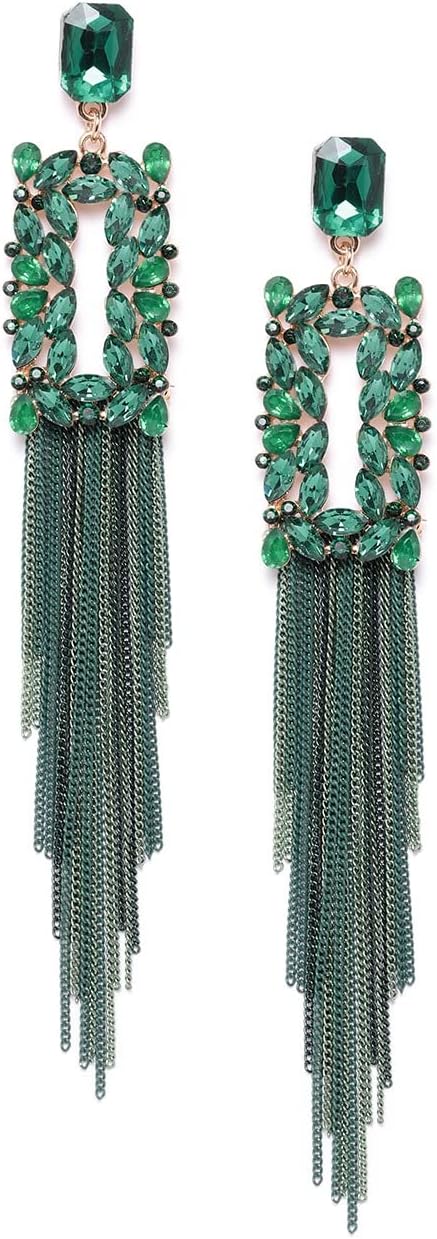 YouBella Jewellery Earings for women Crystal Tassel Handmade Earrings for Girls and Women, One Size, Crystal, No Gemstone