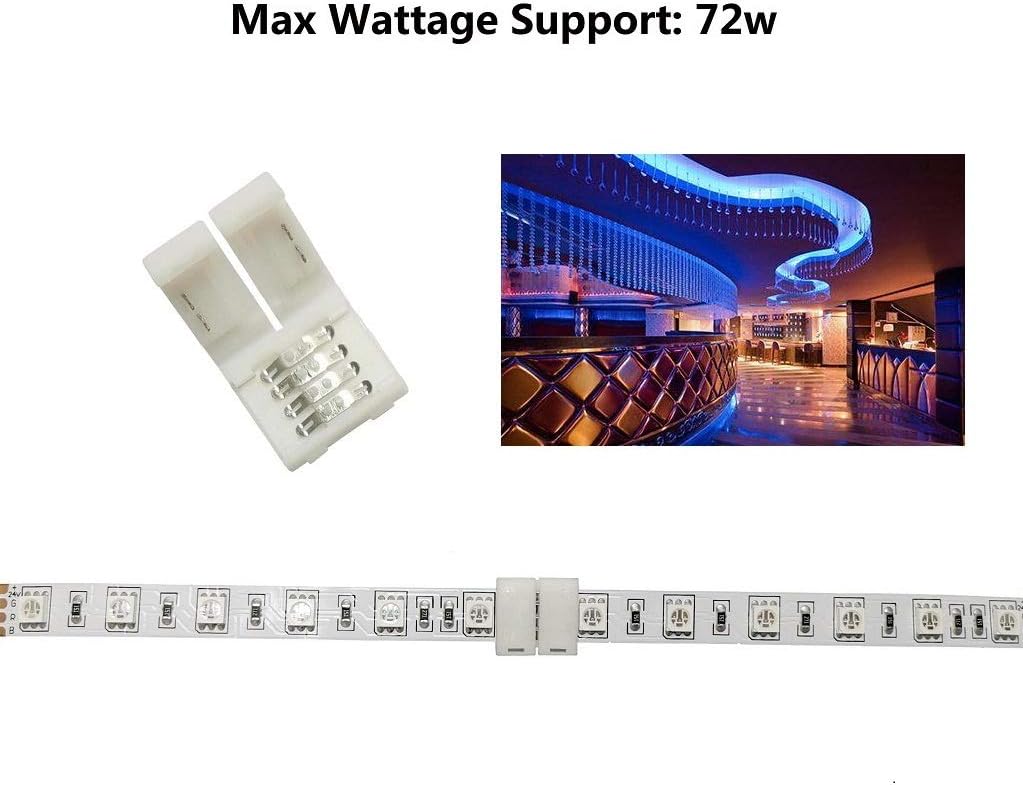 10 Pcs 4 Pin RGB LED Light Strip Connector 10mm Strip to Strip Solderless Connector for SMD 5050 Multicolor LED Strip