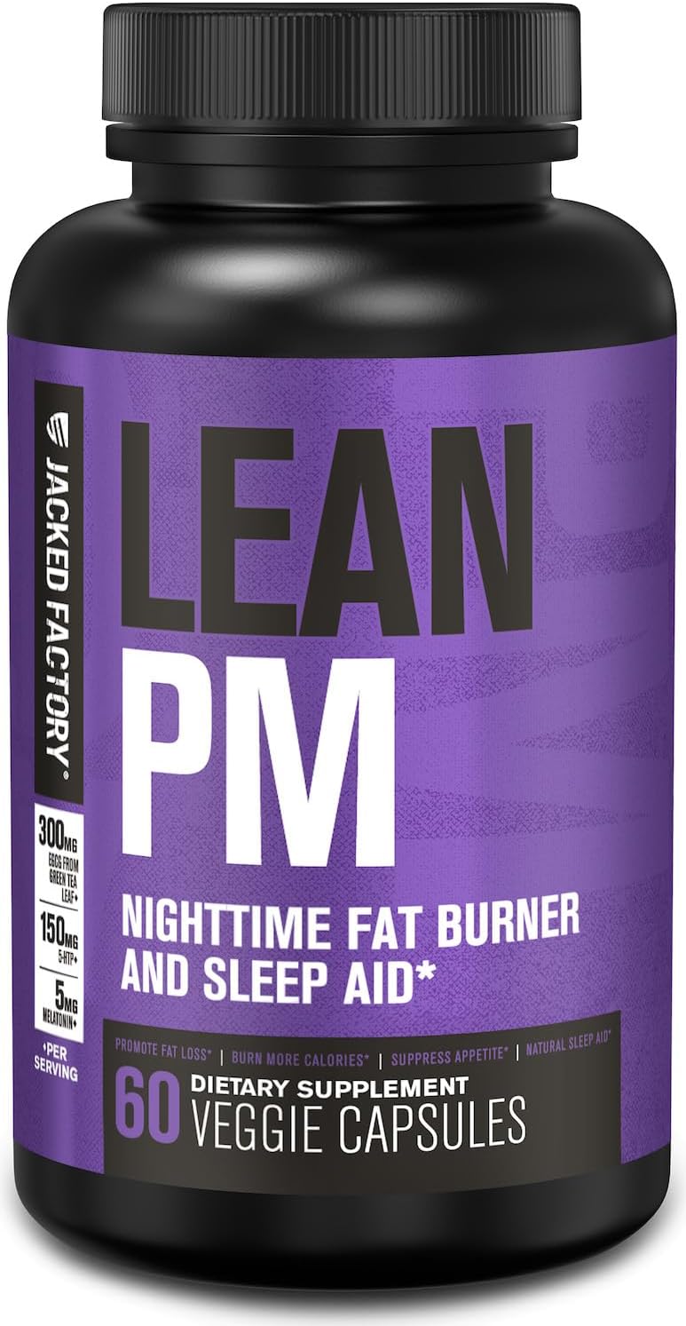 Lean PM Night Time Fat Burner, Sleep Aid Supplement, & Appetite Suppressant for Men and Women - 60 Stimulant-Free Veggie Weight Loss Diet Pills