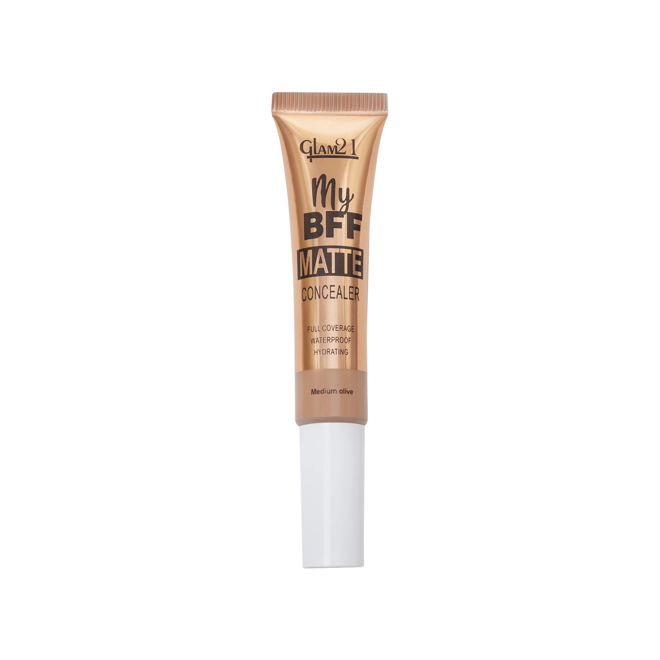 Glam 21 My BFF Matte Liquid Concealer|Full Coverage, Waterproof, Hydrating |Lightweight, Long Wearing Formula For All Skin Tone Matte Finish -8gm-Medium Olive
