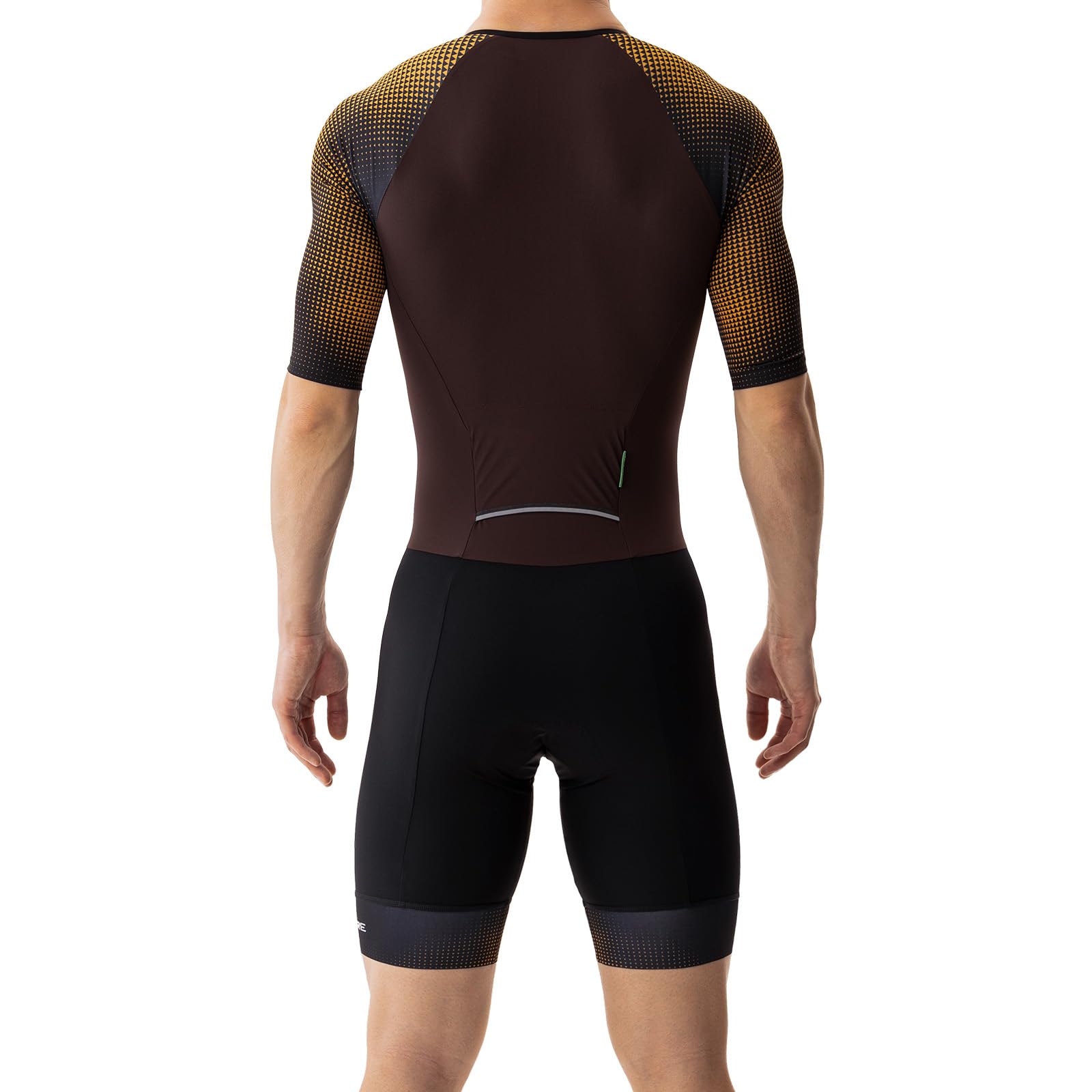 MY KILOMETRE Tuta da Triathlon da Uomo Maniche Corte – Trisuit Traspirante Asciugatura Rapida con Tasca Posteriore