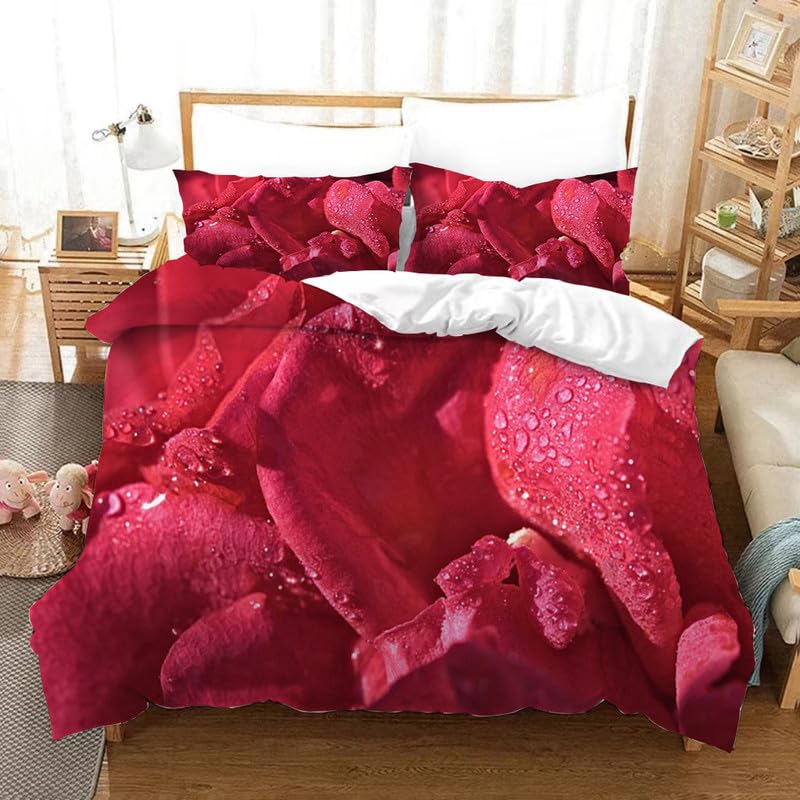 Housse de couette 140x200 pétales rouges pour illuminer la décoration de chambre