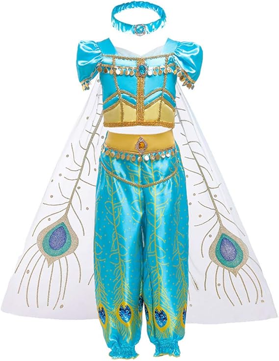 Amazon Co Jp アラジン ジャスミン風 子供仮装 ハロウィン プリンセスなりきり 短袖 上着 ズボン マント ヘアバンド 女の子 コスプレ パーティー お姫様 変装 イベント 学園祭 子ども 演出服 文化祭 ディズニー かわいい 2 9歳 おもちゃ