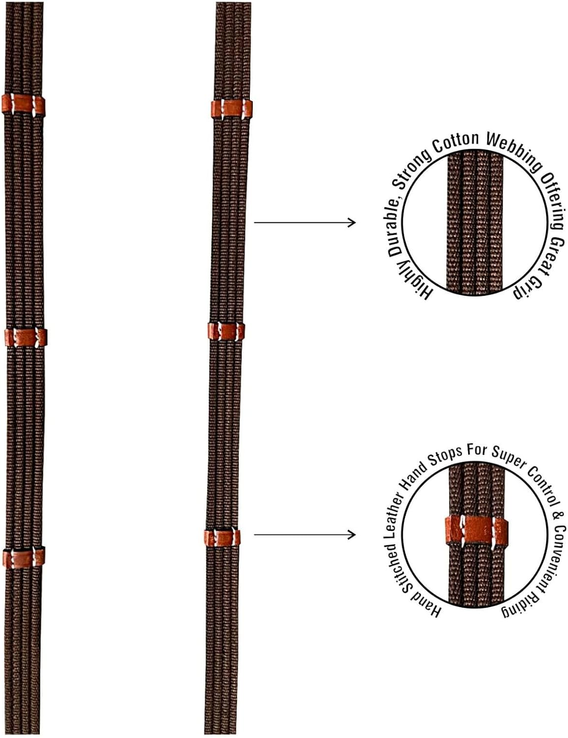 Majestic Ally Horse Reins, Full Size, English Riding, Multiple Styles and Colors