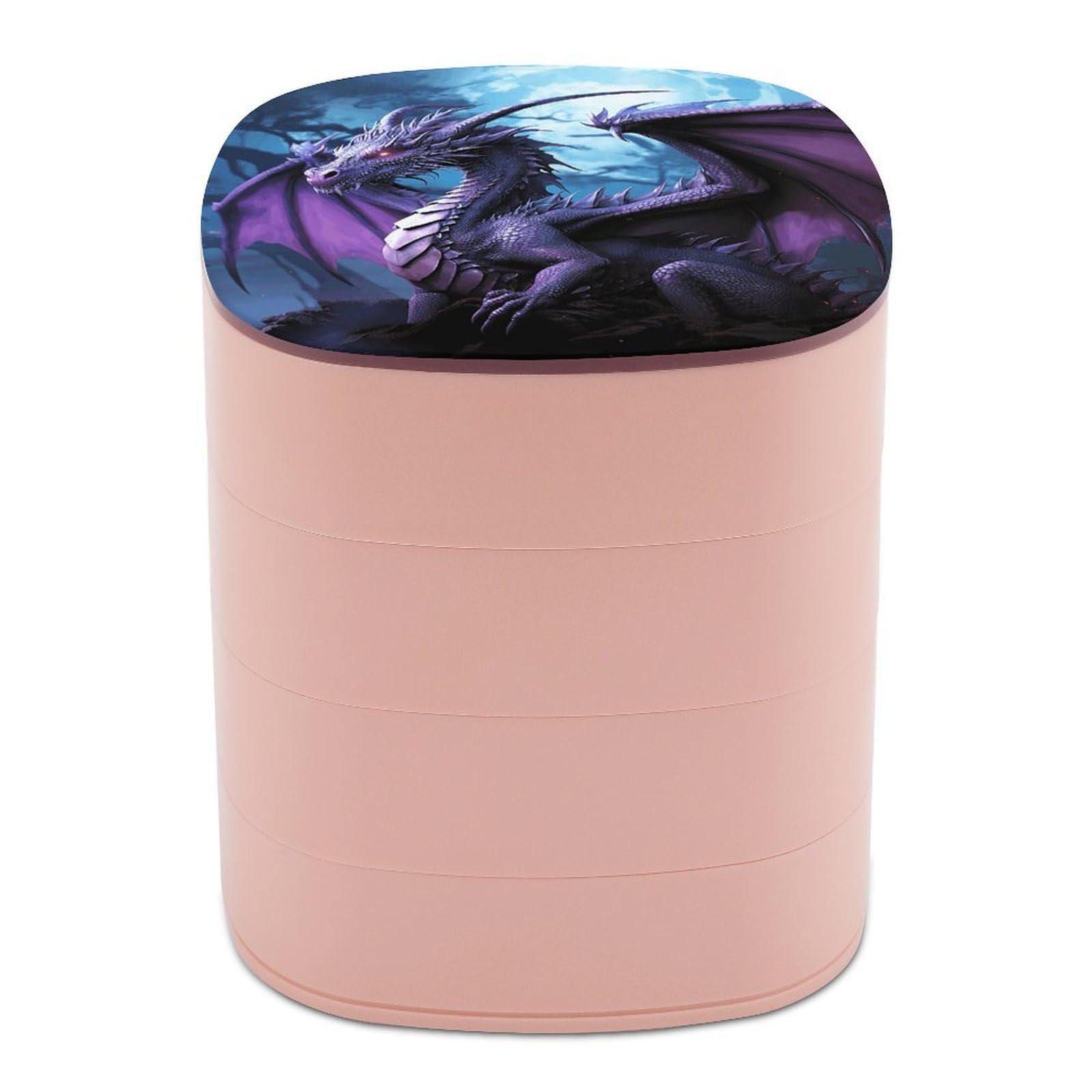 VstaDank Purple Dragon Purple Moon Jewelry Box with Mirror Travel Small Jewelry Case for Women 4-Layer Rotatable Jewelry Organizer Storage Box Portable Jewelry Storage Case for Rings Earrings