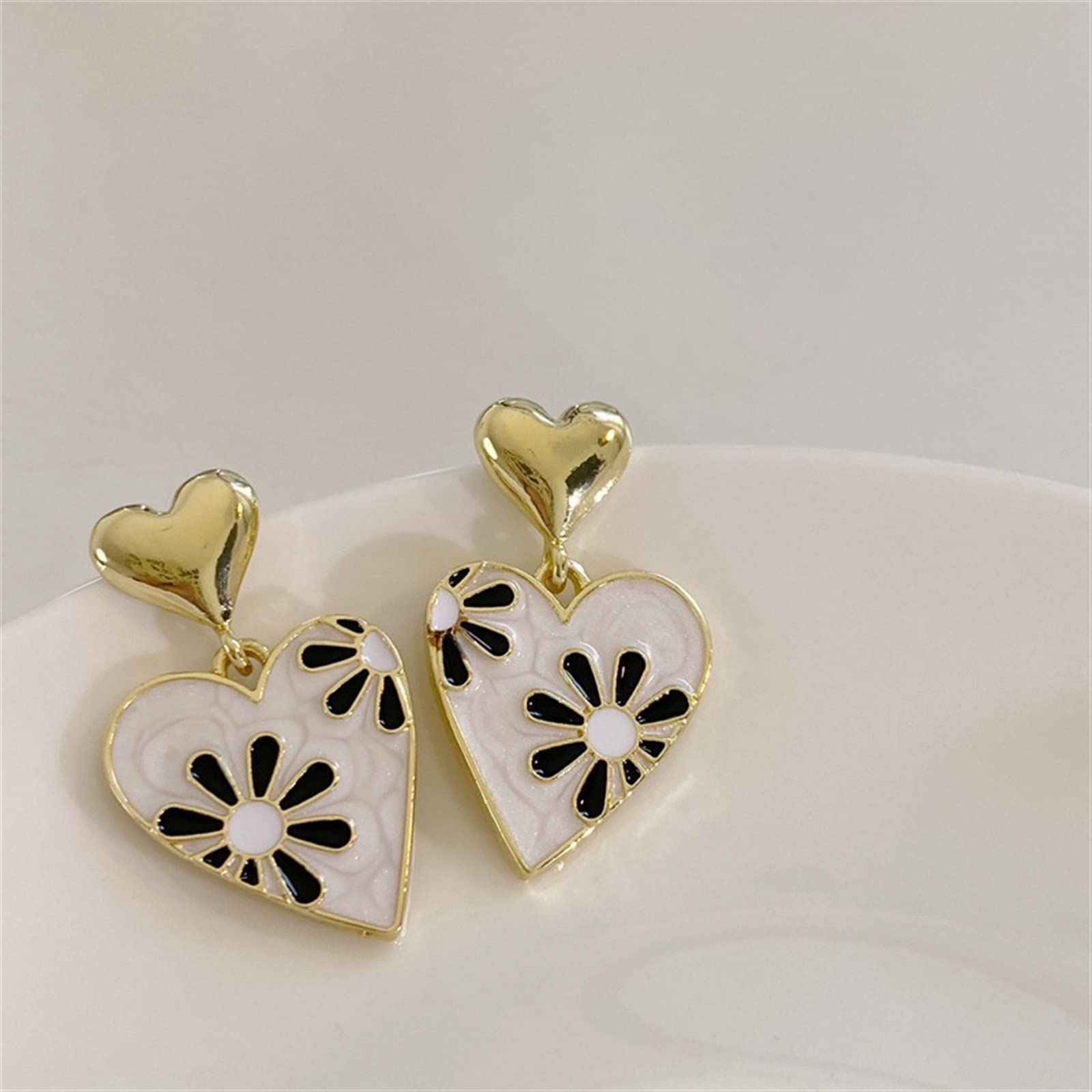 HJMMHX Orecchini da Donna Orecchini Pendenti con Smalto a Goccia a Forma di Cuore alla Moda per Orecchini di Gioielli di Moda da Donna