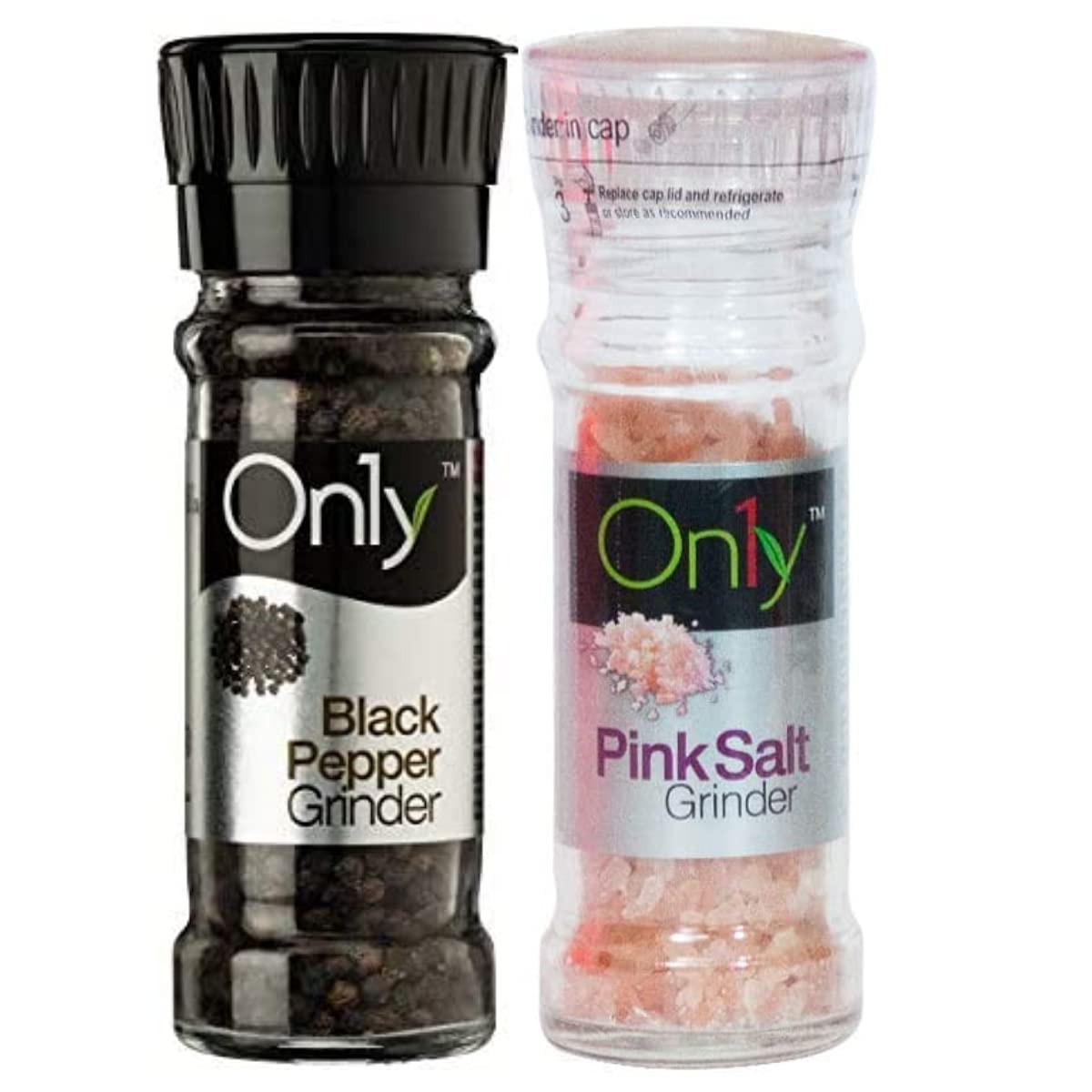 On1y Black Pepper Grinder (50g) + Pink Salt Grinder (100g) Kali Mirch