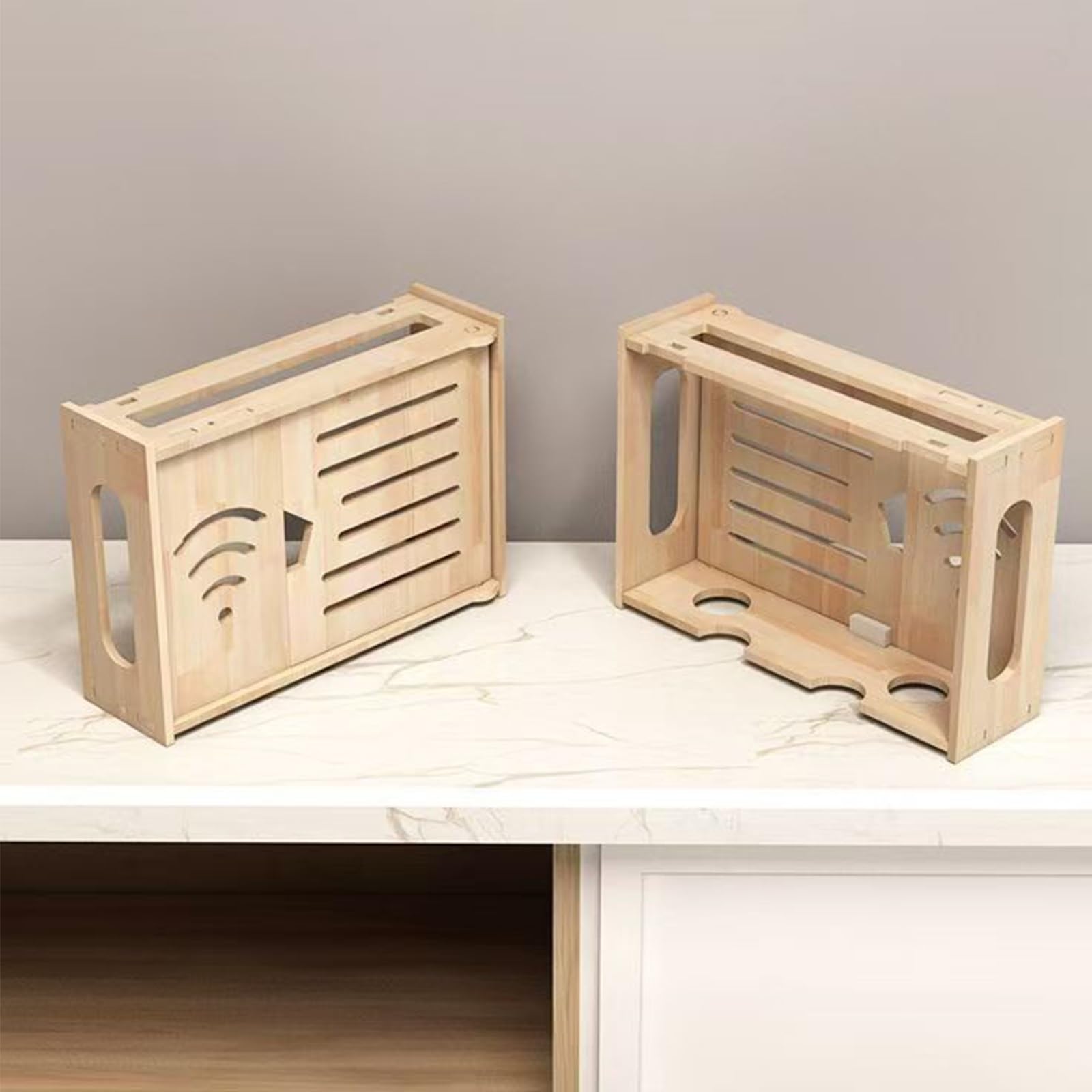 Massivholz Router Schrank,Wall Mounted WiFi Storage Box-Router Verstecken, Aufbewahrungsbox-Kabelbox,TV Set Top Box Organisator-Holz Dekoratives Regal(48 * 24 * 10cm)