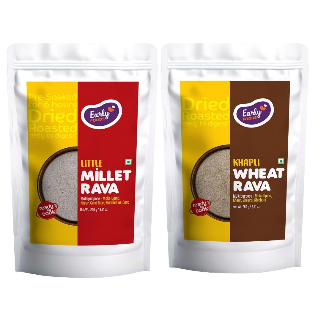 See full amazon price history chart for Early Foods : Assorted Pack of 2 - Little Millet & Khapli Wheat Rava | Ready-to-Cook Millet Rava | Instant Breakfast Mix | Instant Millet Sooji | Roasted Millet Rava | Millet Idli Rava | Early Foods : Assorted Pack of 2 - Little Millet & Khapli Wheat Rava | Ready-to-Cook Millet Rava | Instant Breakfast Mix | Instant Millet Sooji | Roasted Millet Rava | Millet Idli Rava | (B0C85RMDMV) Amazon Price History, Amazon Price Tracker
