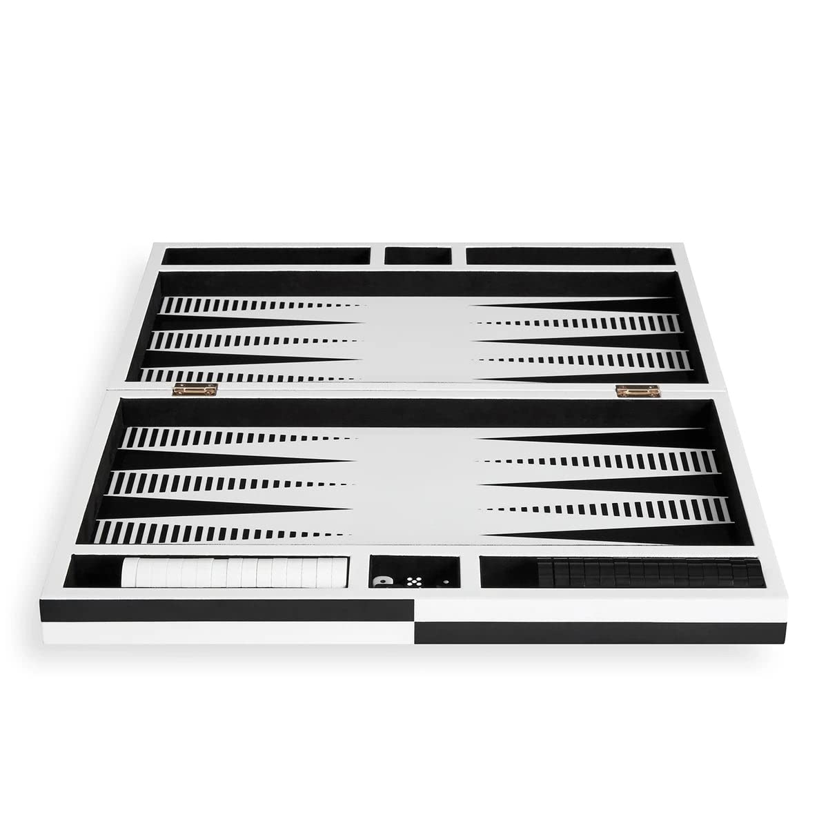 Jonathan Adler - Op Art Backgammon Set – Nero/Bianco – Legno/Laccato – Nero/Bianco – (LxLxA) 47 x 29 x 11 cm