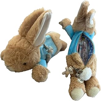 Plush Bunny Pencil Case Large Capacity Pouch Cute Pen Pencil Bag Office Organizer Simple Durable for Adults (Bunny)