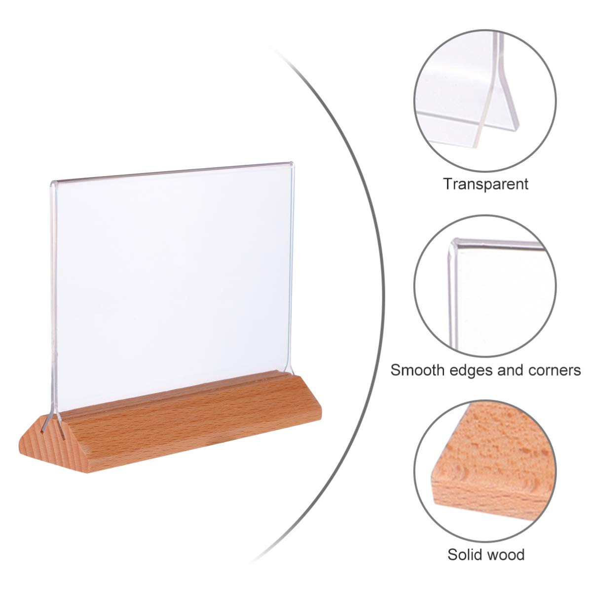 VILLCASE Sign Acrylic Stand Double-sided l Shape Stand Wedding Signs A Frame Sign Table Sign Holders Table Top Display Stand Frames Acrylic Sign Holder Wood Picture Tag