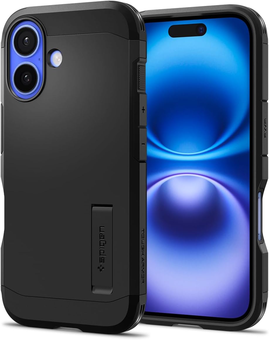 Spigen Case for iPhone 16 Case, Tough Armor Designed for Apple iPhone 16 - Black