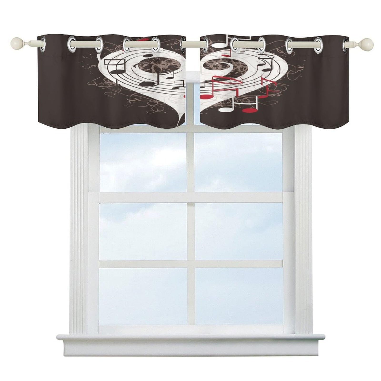 Fekiloot Style Music Symbols Love Short Curtains Valance Curtain