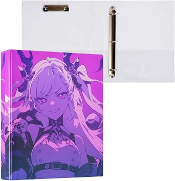 3 Ringing 2PCS Binders 1.5 Inch Binders with Pocket Cover 1/2 Pack of Binders School Binder 200 Sheets - Evil Purple Anime