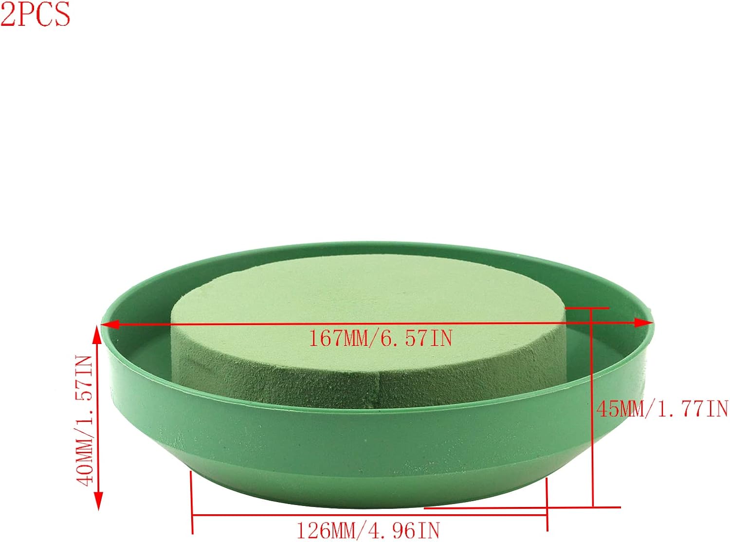 Mewutal 2PCS DIY Flower Arrangement Kit Rounds Floral Bowls with Foam Blocks for Holiday Celebration Birthday Wedding Party (6.5 Inch)