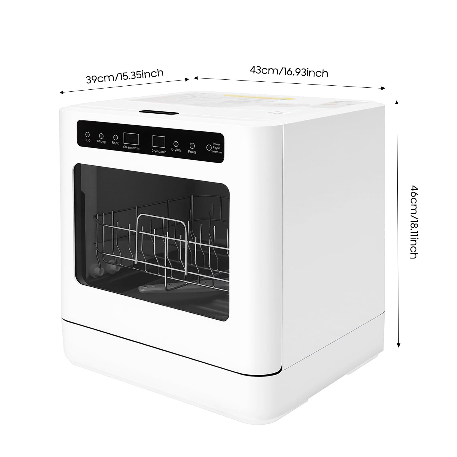 Lavastoviglie da tavolo compatta, 800 W, 6 l, mini lavastoviglie con 6 coperte, 4 programmi, temperatura elevata 72 °C, display LED e funzionamento touch per
