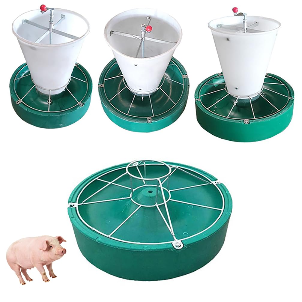WYRNOBRX Round Pig Feeder, Poultry Feeding Equipment, Piglets Pig Feeders Livestock Feeding Trough Supplemental for Pigs Versatile Pig Trough for Mixed Feed,White,M