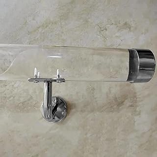 Clear Acrylic Stair Railing Kit - Non-Slip Transparent Crystal for Indoor Stairs, Adjustable 3ft to 20ft, Includes Silver Brackets, Safe & Stylish Home Decor 350cm(11.5ft)