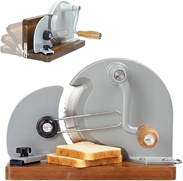 Adjustable Manual Bread Slicer for Homemade Bread Foldable Hand Crank Bread Cutter with Stainless Steel Blade, Scale Line & Non-Slip Base for Sourdough Slicer