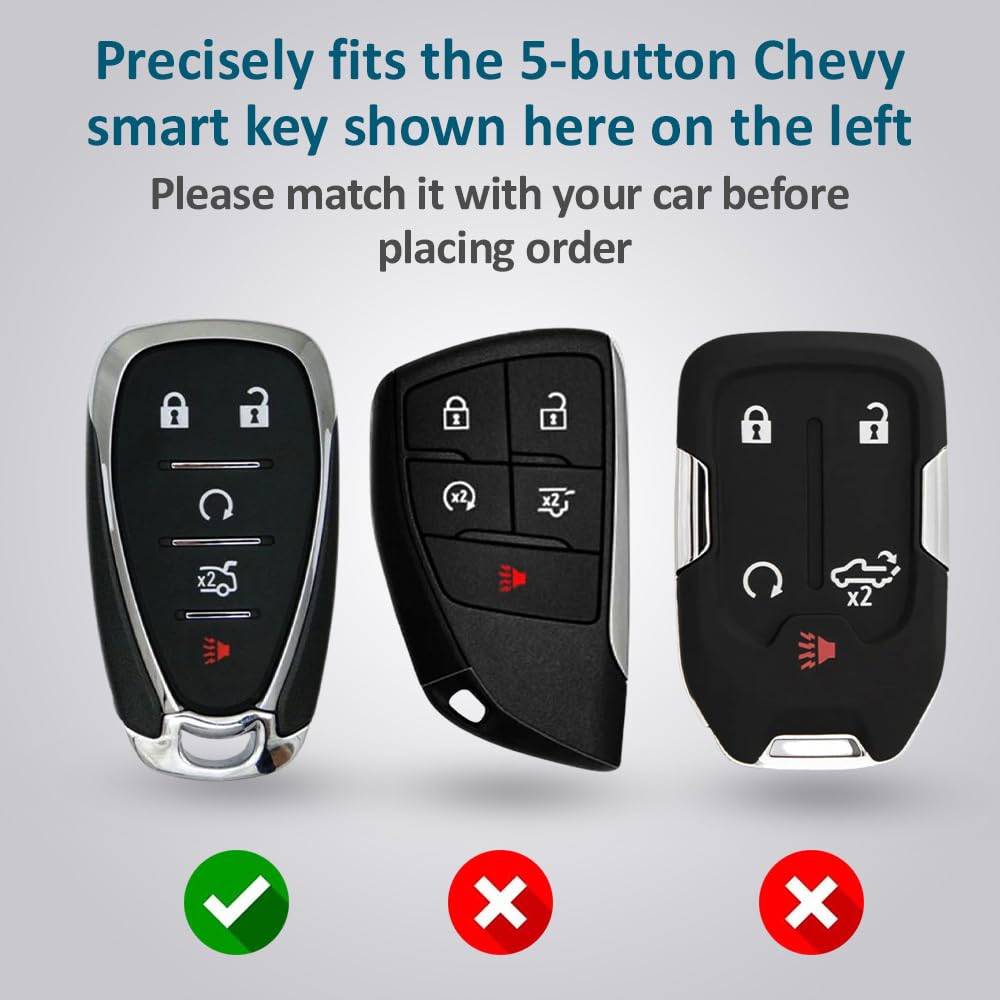 Autobase Silicone Key Fob Cover for Chevy Malibu Camaro Trax Traverse Trailblazer Sonic Cruze Blazer Volt Equinox Spark — view 2