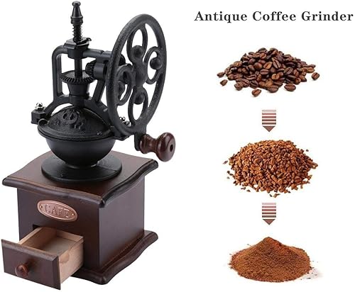 Miniatura 2 de Molinillo de café manual, estilo vintage, portátil, de manivela, molinillo de café de madera, molinillo de café manual de viaje, con diseño de tazón
