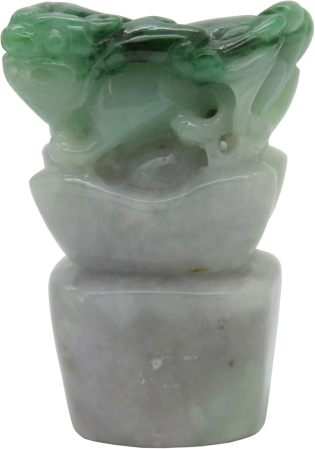 Detail Chinese Hand Carved Natural Jade Lucky Feng Shui Foo Dog Seal Pendant as1614N