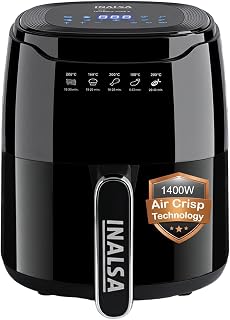 INALSA Air Fryer 4.2 ltr|1400 W with Air Crisp Technology|Temperature & Timer Control|8 Preset Menu & Digital Display|Air Price In India