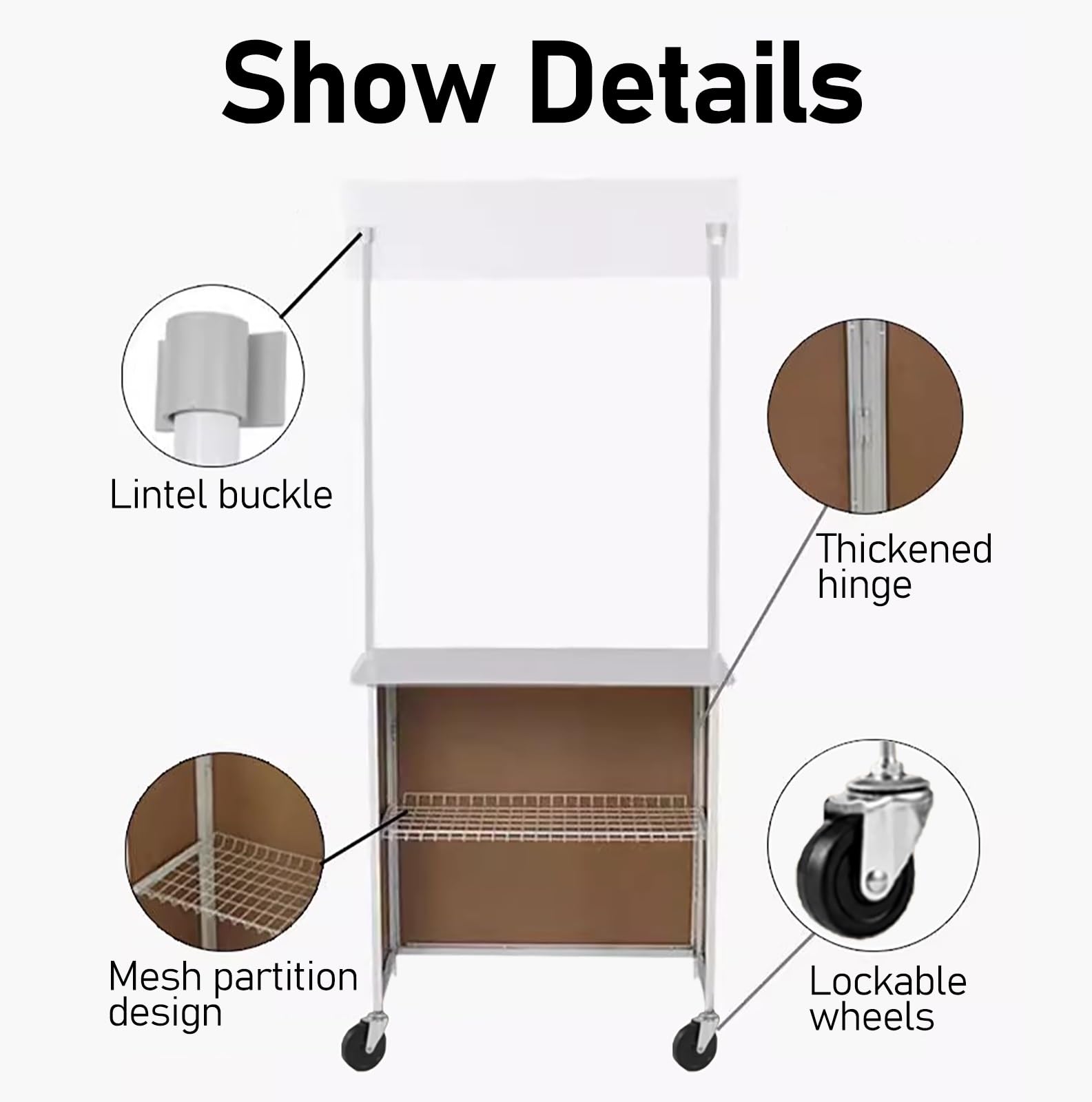 Carrello portatile con ruote Carrelli distributivi con ruote, carretto per cibo da strada/hot dog/limonata, chiosco pieghevole per organizzatori di feste, mercati agricoli, organizzazione di eventi
