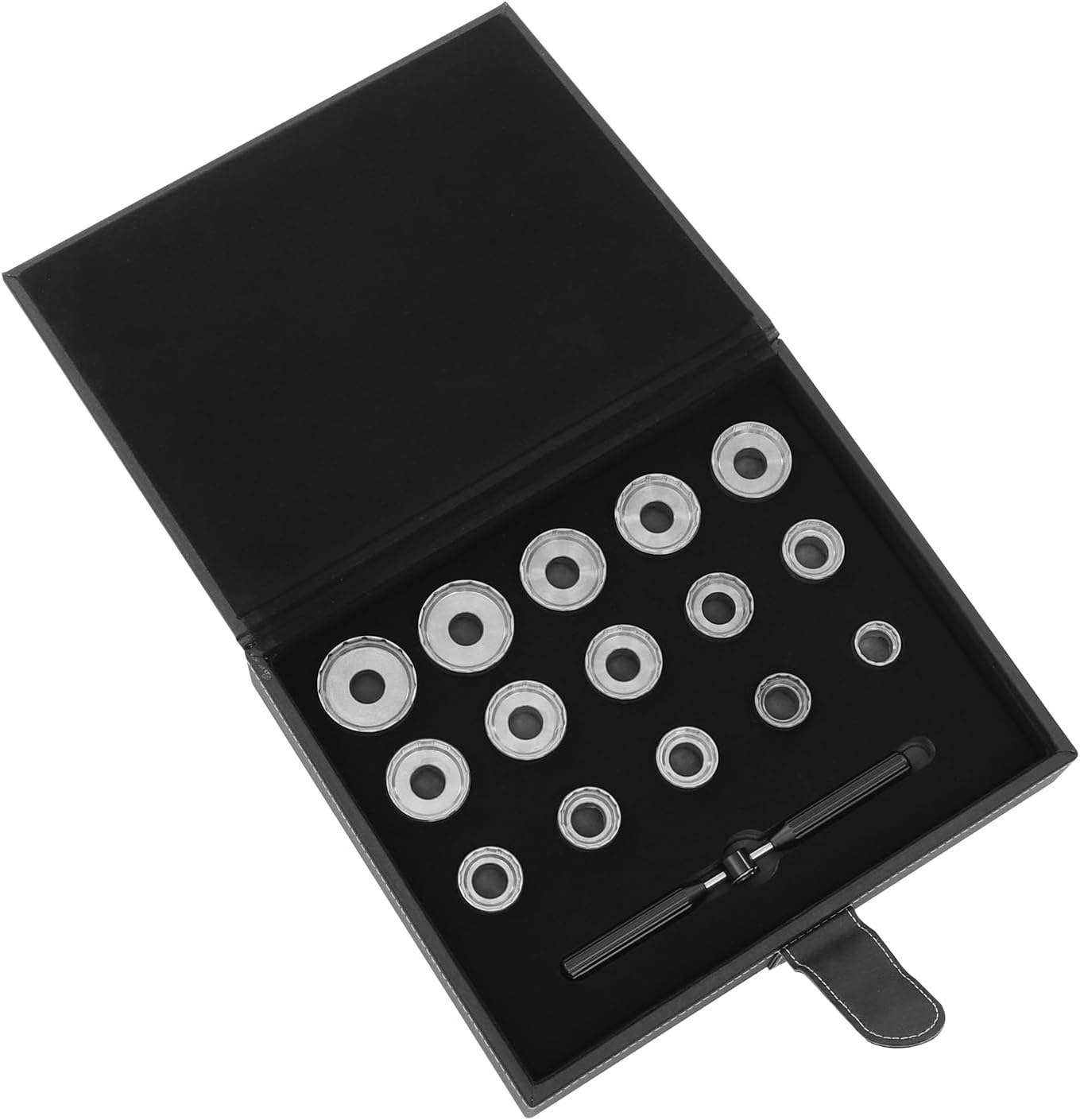 Watch Back Removal Tool, 15 Dies Watch Back Cover Opener Kit with Different Sizes, for Watchmaker Repair